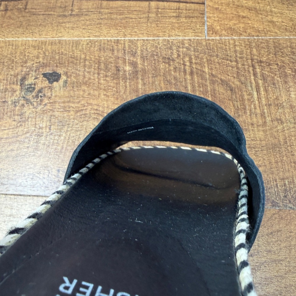 Eileen Fisher Pear Black Leather Chevron Woven Espadrille Slide Sandals 7 - Picture 14 of 15
